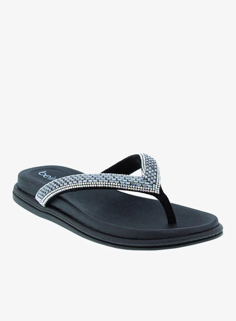 Beira Rio Ladies Flat Sandals Black | Made In Brazil