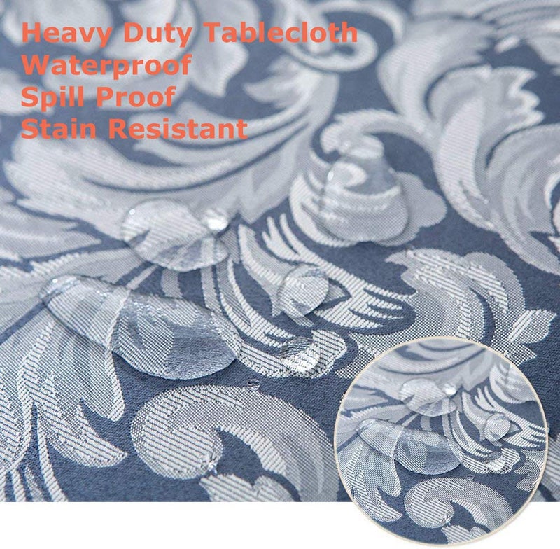 Tektrum Heavy Duty 90 inch Round Damask Jacquard Tablecloth Table Cover - Waterproof/Spill Proof/Stain Resistant/Wrinkle Free - Great for Banquet  Parties  Dinner  Restaurant  Wedding (Stone Blue) - Image 1