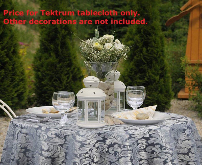 Tektrum Heavy Duty 90 inch Round Damask Jacquard Tablecloth Table Cover - Waterproof/Spill Proof/Stain Resistant/Wrinkle Free - Great for Banquet  Parties  Dinner  Restaurant  Wedding (Stone Blue) - Image 3