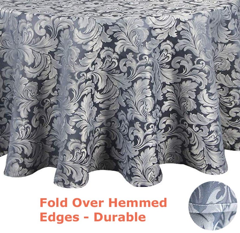 Tektrum Heavy Duty 90 inch Round Damask Jacquard Tablecloth Table Cover - Waterproof/Spill Proof/Stain Resistant/Wrinkle Free - Great for Banquet  Parties  Dinner  Restaurant  Wedding (Stone Blue) - Image 2