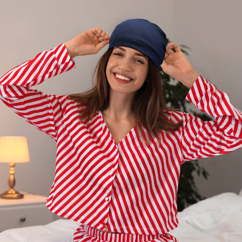 Sintege 6 Pcs Satin Lined Bonnet Sleep Chemo Hat Stretch Cancer Cap for Women Men Cancer Patient African Silk Soft Beanie(Simple Patterns) - Image 2