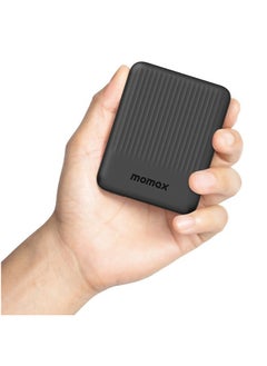 Momax Magnetic Wireless Battery Pack – Palm-Sized, Ultra-Portable MagSafe-Compatible Charger, Fast Charging for iPhone & More – Black  - Image 3