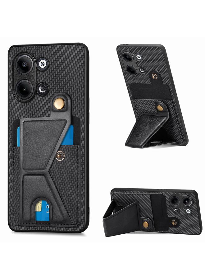 اس-توب جراب هاتف OPPO Reno9 من ألياف الكربون مع حامل بطاقات قابل للطي - Image 1