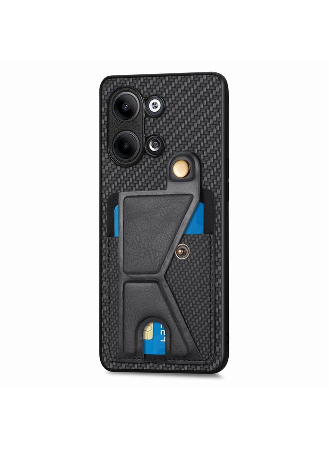 اس-توب جراب هاتف OPPO Reno9 من ألياف الكربون مع حامل بطاقات قابل للطي - Image 2