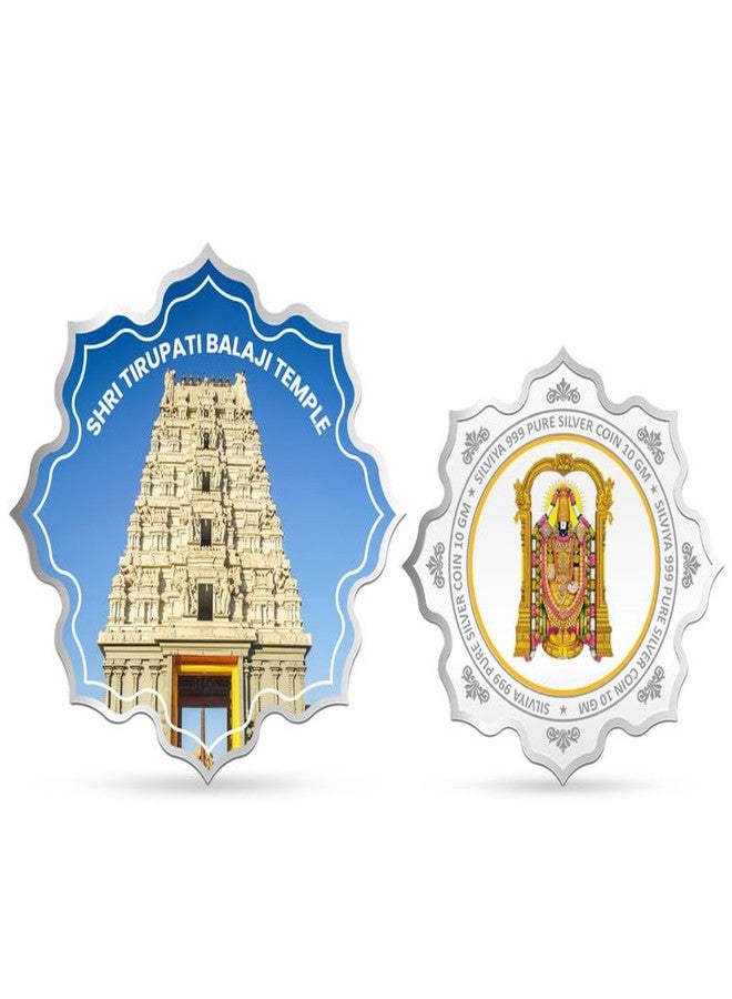 Silviya BIS Hallmarked Tirupati Balaji Temple 999 Pure Silver Coin (10g) Lotus Shape: Lord Venkateshwara - Tirumala Tirupati Devasthanams - Hindu Pilgrimage - Image 1