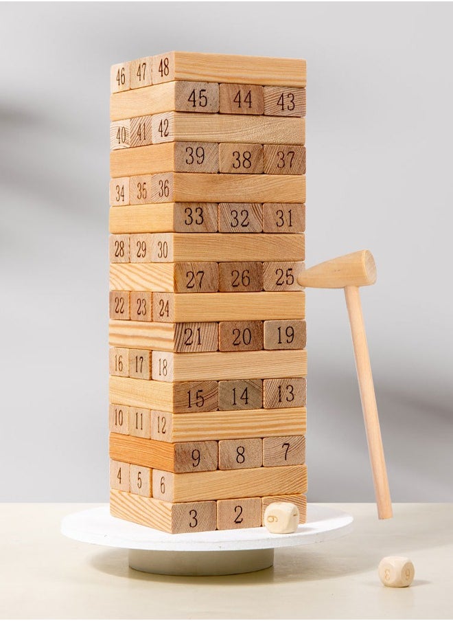 Occuwzz - High Stack Wooden Block Game 48 Pieces Classic Numbered Tower Game for Kids 1 or More Players - Image 1