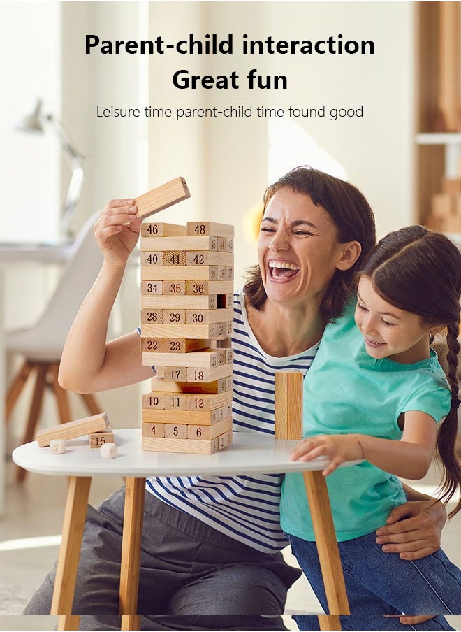 Occuwzz - High Stack Wooden Block Game 48 Pieces Classic Numbered Tower Game for Kids 1 or More Players - Image 1