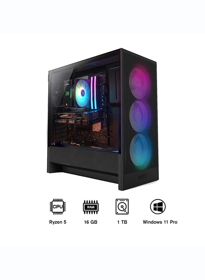 انفني ارك INFINIARC 5070 Gaming Desktop PC (AMD Ryzen 5, RTX 5070 12G GPU, 16GB DDR5 RAM, 1TB SSD, B650E Motherboard, NZXT H5 Case, Digital Air Cooler ARGB, 750W Gold PSU, Windows PRO) Black Black - Image 1