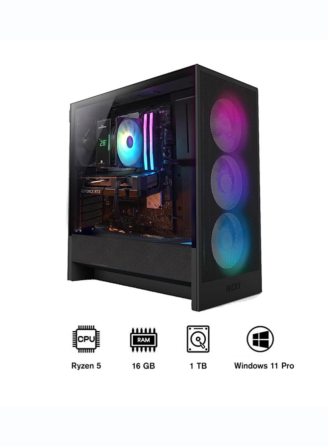 انفني ارك INFINIARC 5070 Gaming Desktop PC (AMD Ryzen 5, RTX 5070 12G GPU, 16GB DDR5 RAM, 1TB SSD, B650E Motherboard, NZXT H5 Case, Digital Air Cooler ARGB, 750W Gold PSU, Windows PRO) Black Black - Image 1