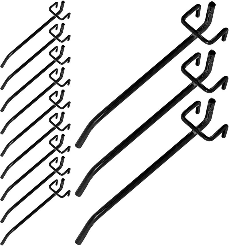 30pcs Black Coated Heavy Duty Pegboard Hooks 2.5-10cm Length, 4mm Thick Metal Storage Hooks for Garage and Workshop Pegboard Organizer Accessories - Image 1