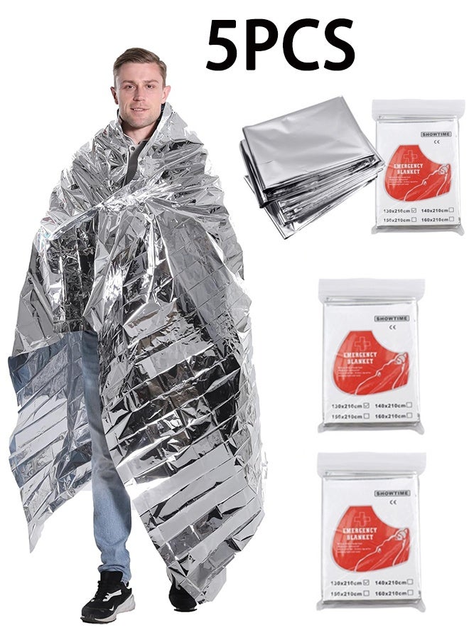 Emergency Blankets Thermal Blanket-(5 Pack) of Gigantic Space Blanket 82 * 64 in. Survival Blankets Heavy Duty Camping Gear,First Aid… - Image 1