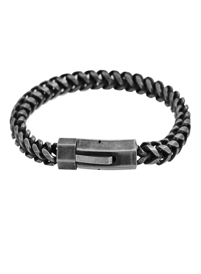 Geoffrey Beene Men's Stainless Steel 6mm Franco Link Chain Bracelet (Antique Black) - Image 1