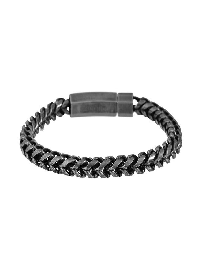 Geoffrey Beene Men's Stainless Steel 6mm Franco Link Chain Bracelet (Antique Black) - Image 3