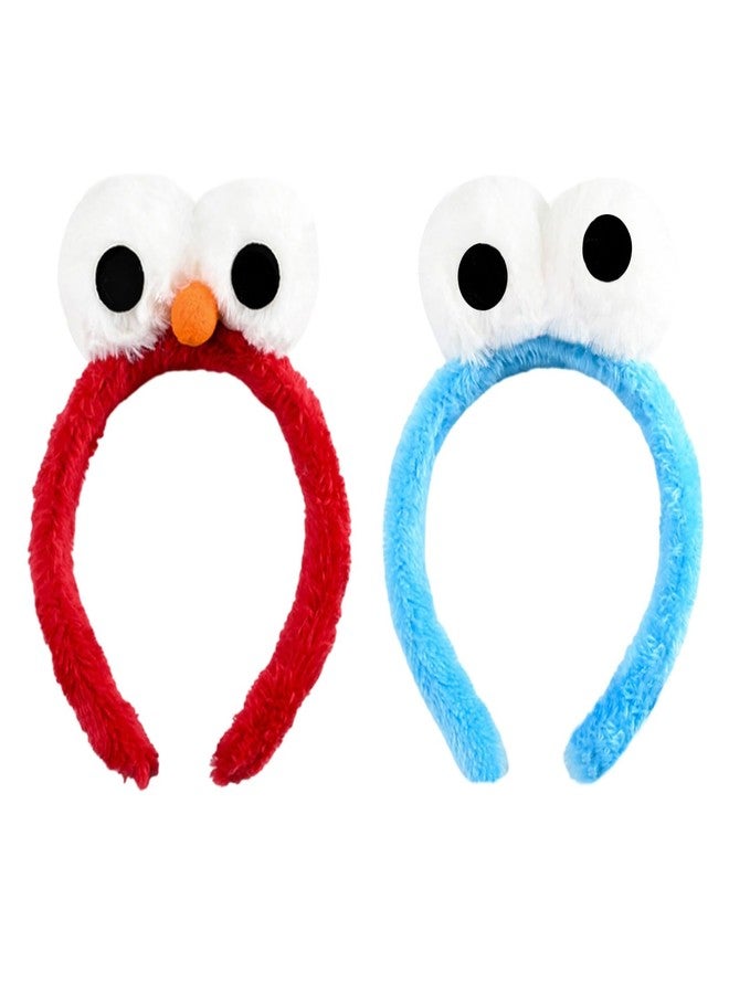 Tirdkid 2 Pack Adorable Red Blue Monster Costume & Eyes Headband - Perfect Cartoon Fuzzy Costumes for Halloween Parties and Celebrations - Image 1