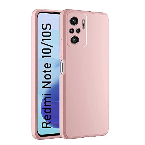 LIRAMARK Silicone Soft Back Cover Case for Mi Redmi Note 10 / Note 10S (Pink) - Image 1