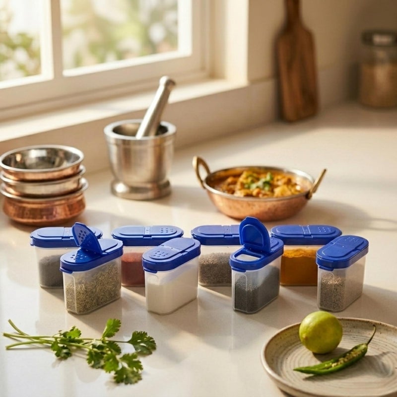Mahaware Modular Wonder Spice Shaker and Sprinkler Set, 150Ml, Set of 8 (Blue) - Image 4
