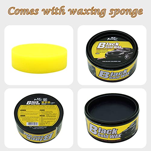 Elepure Black Gold Car Wax with Pad Solid Auto Carnauba Cars Care Polish Cleaner Waxing Repair Scratches Ceramics Coating for Black Cars 300g with Free Waxing Sponge, 10.6oz - Image 2