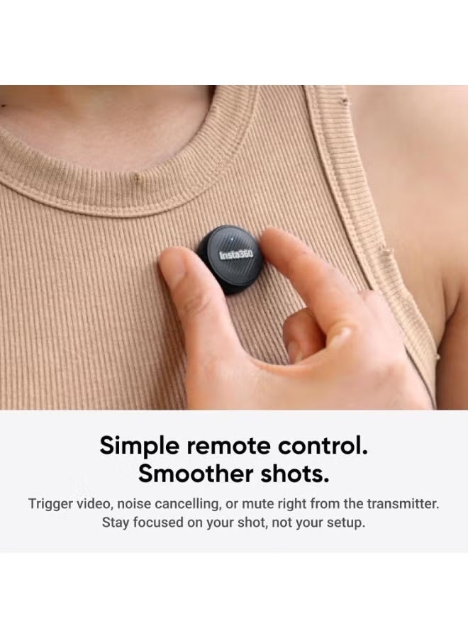 انستا 360 جهاز إرسال هوائي Insta360 Mic، خفيف الوزن للغاية 7.9 جرام، ميكروفون لاسلكي X5/Ace Pro 2، إلغاء الضوضاء، تسجيل فيديو، بث مباشر - Image 3