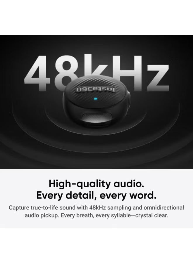 انستا 360 جهاز إرسال هوائي Insta360 Mic، خفيف الوزن للغاية 7.9 جرام، ميكروفون لاسلكي X5/Ace Pro 2، إلغاء الضوضاء، تسجيل فيديو، بث مباشر - Image 4