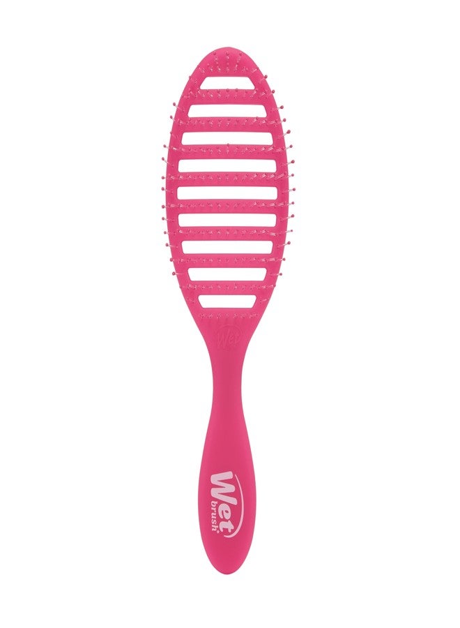 فرشاة الشعر Wet Brush Speed Dry، لون وردي فاتح - تصميم بفتحات تهوية وشعيرات ناعمة مرنة حرارياً آمنة للاستخدام مع مجفف الشعر - مقبض مريح يسهل فك التشابك - إكسسوارات شعر بدون ألم - Image 1