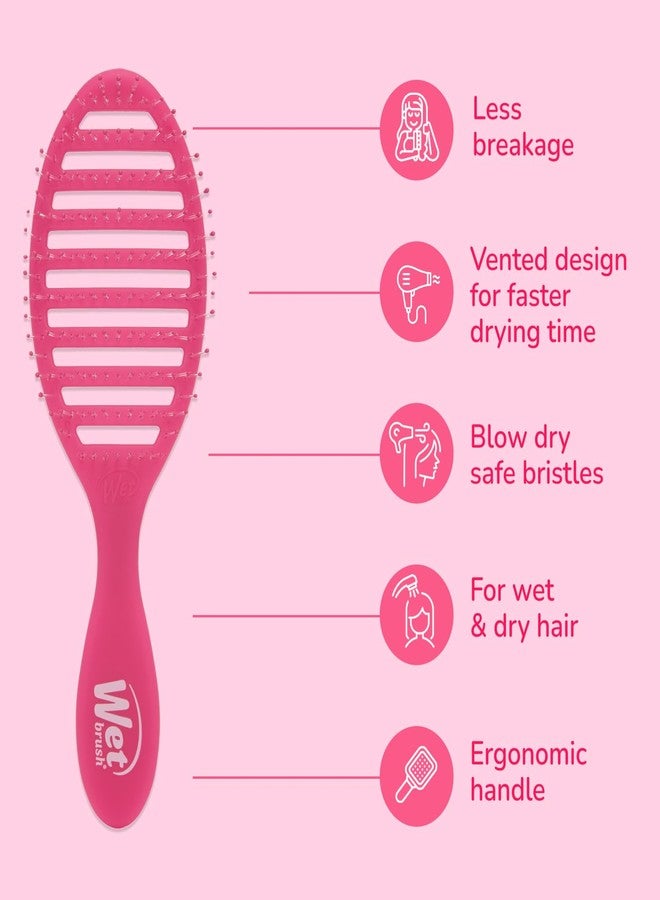 فرشاة الشعر Wet Brush Speed Dry، لون وردي فاتح - تصميم بفتحات تهوية وشعيرات ناعمة مرنة حرارياً آمنة للاستخدام مع مجفف الشعر - مقبض مريح يسهل فك التشابك - إكسسوارات شعر بدون ألم - Image 3