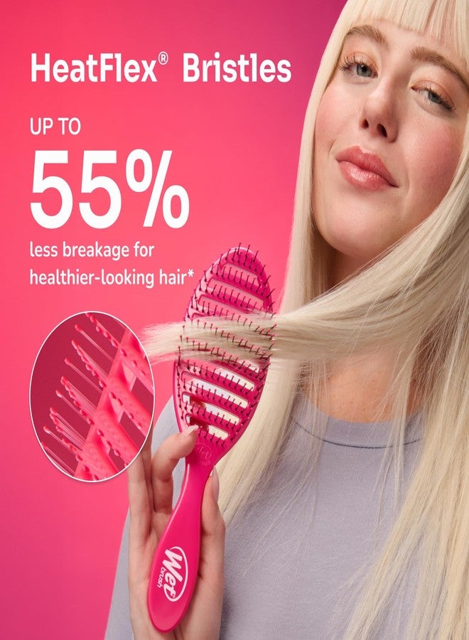 فرشاة الشعر Wet Brush Speed Dry، لون وردي فاتح - تصميم بفتحات تهوية وشعيرات ناعمة مرنة حرارياً آمنة للاستخدام مع مجفف الشعر - مقبض مريح يسهل فك التشابك - إكسسوارات شعر بدون ألم - Image 5