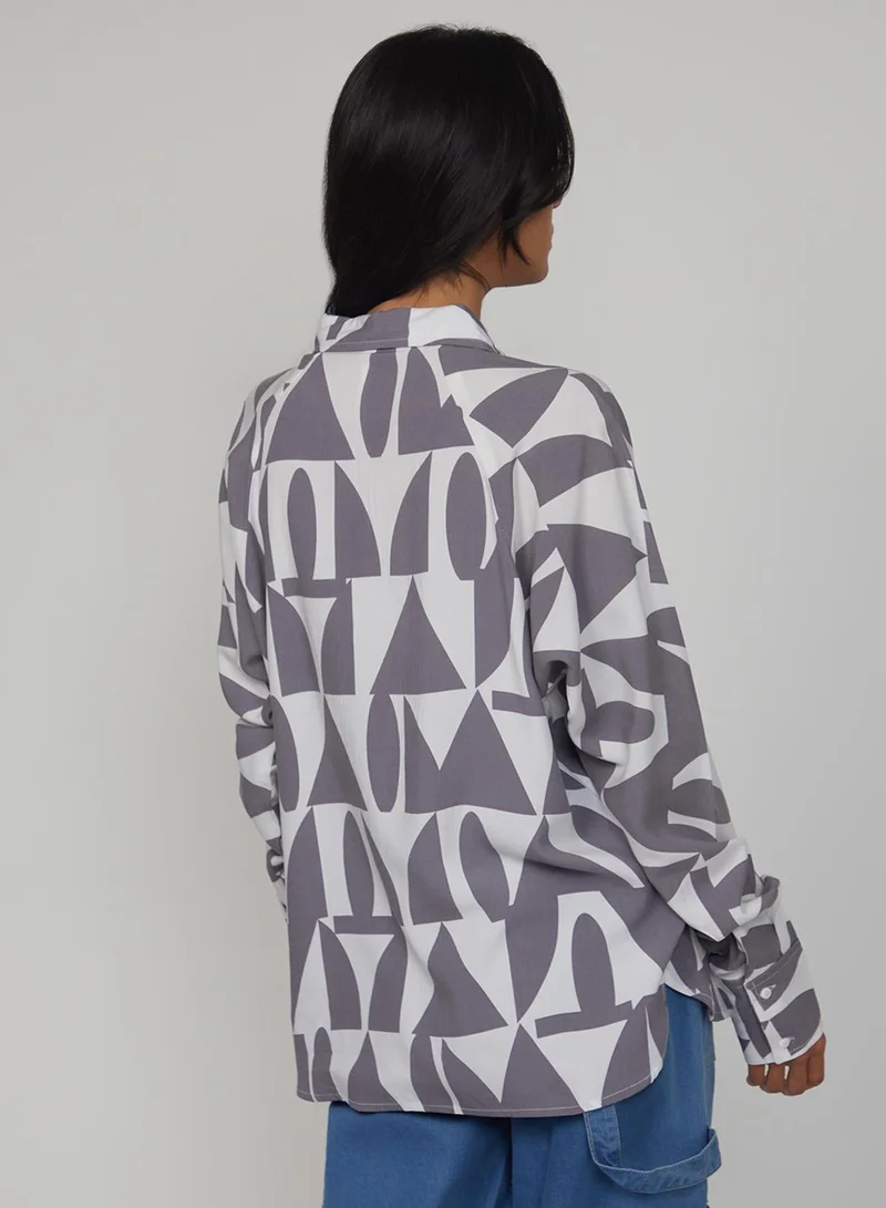 PINACOLADA  Women's Steel Grey Geometric Shirt  | Best Price UAE