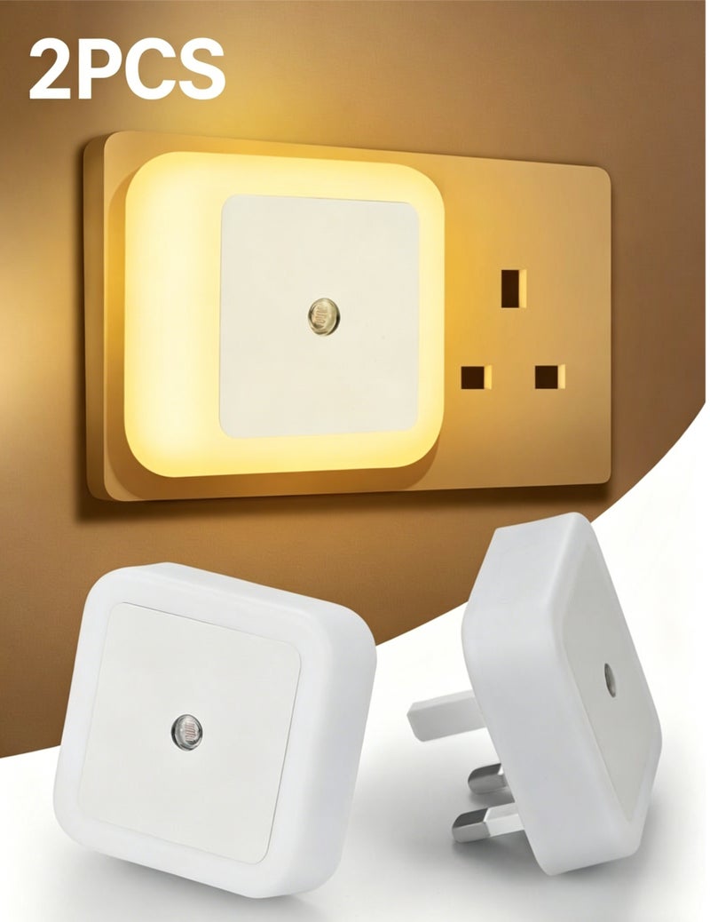 مجموعة من 2 مصباح LED ليلي يتم توصيله بالحائط، مصباح ليلي بقوة 0.5 وات، مستشعر ضوء من الغسق إلى الفجر، إضاءة ليلية تعمل تلقائيًا وإيقاف تشغيلها لغرفة الأطفال والكبار وغرفة النوم والحمام والممر والمطبخ - Image 1