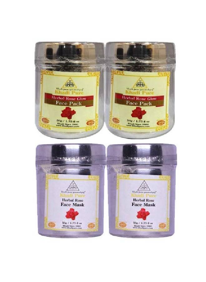 Khadi Pure Rose Glow & Rose Face Pack 50 g (Pack of 4)  - Image 1