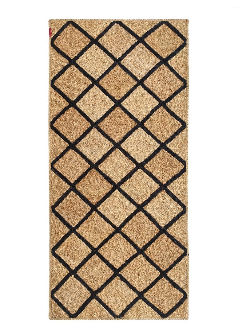 Ramsha Jute Braided Rug Natural And Black Rectangular Rug For bedroom,living room BR-034 - Image 1