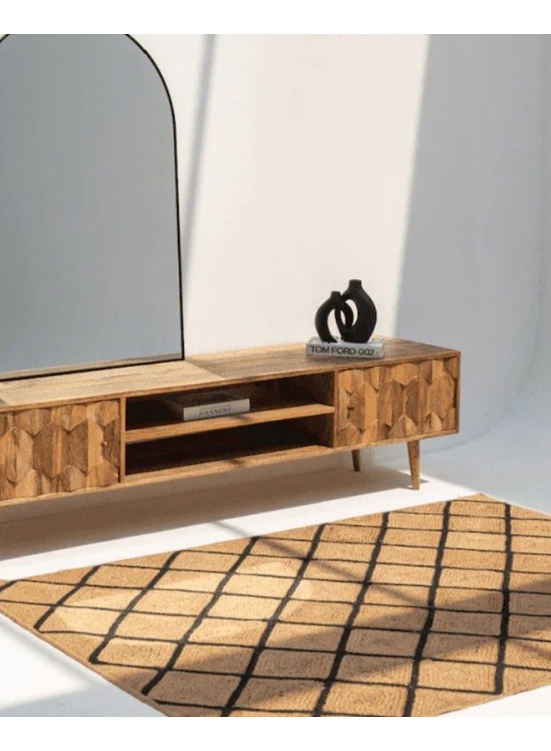 Ramsha Jute Braided Rug Natural And Black Rectangular Rug For bedroom,living room BR-034 - Image 4