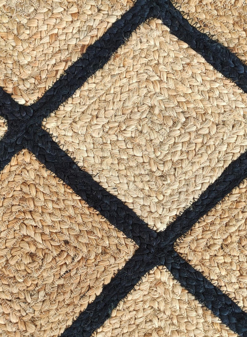 Ramsha Jute Braided Rug Natural And Black Rectangular Rug For bedroom,living room BR-034 - Image 2