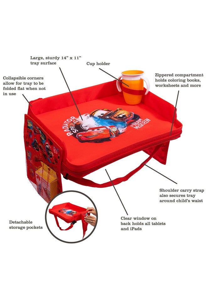J.L. Childress Disney Baby 3-in-1 Travel Tray & iPad Tablet Holder - Car Seat Lap Tray for Toddlers, Kids - Use on Airplanes, Road Trips, Lap Desk - Tablet Holder and Carry Bag - Disney Cars - Image 2