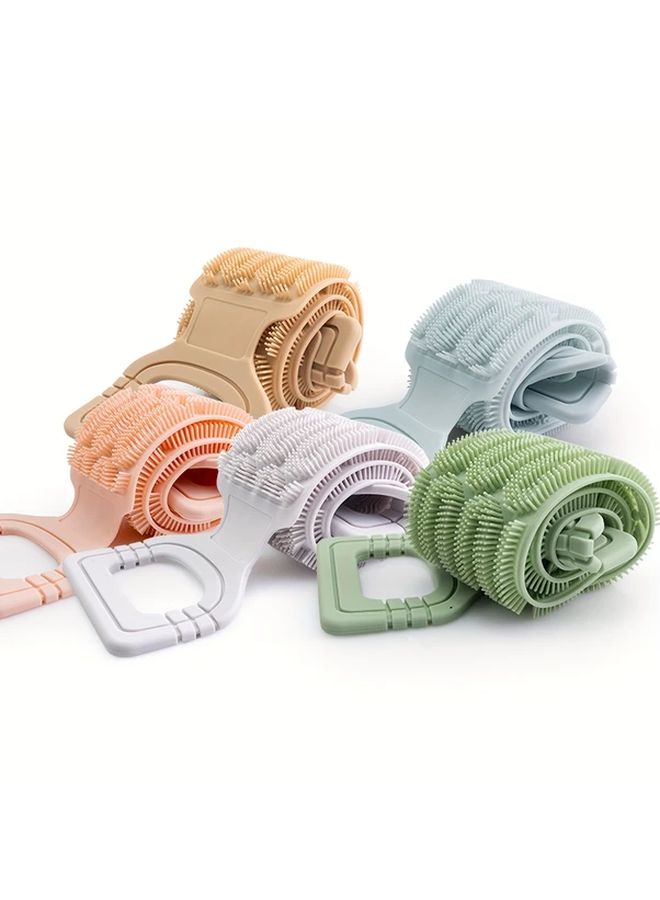 Light Green Back Scrubber Towel with Rope Handles Exfoliating Bath Tool for Deep Clean - Image 2