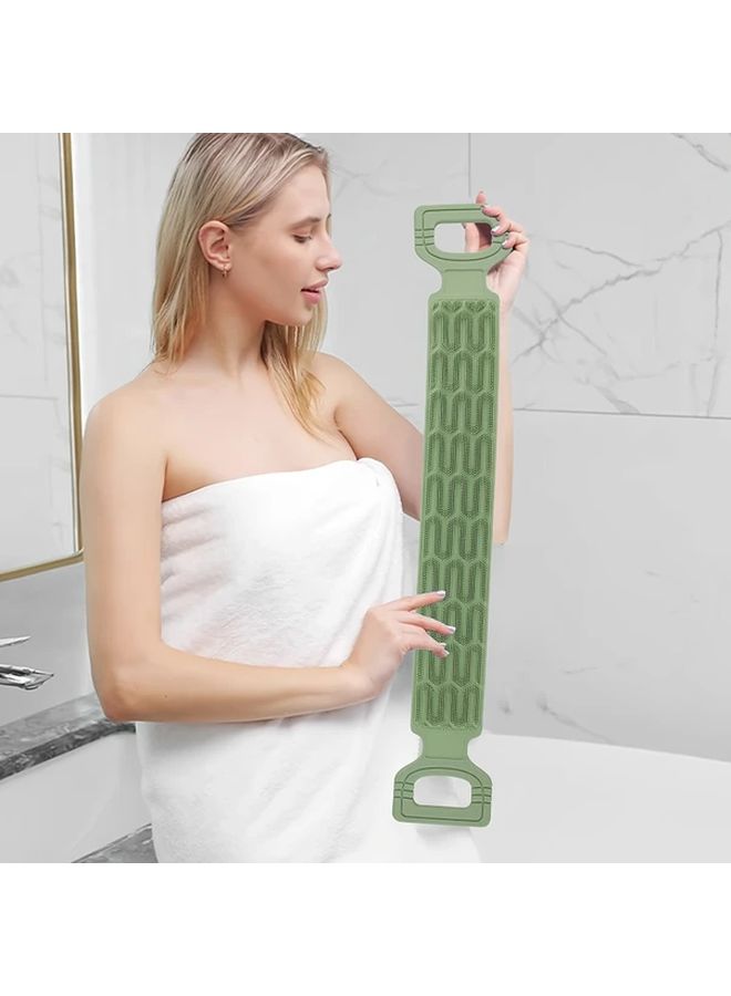 Light Green Back Scrubber Towel with Rope Handles Exfoliating Bath Tool for Deep Clean - Image 5