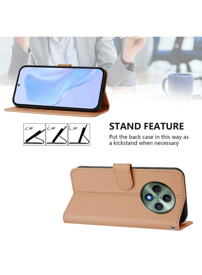 اس-توب جراب هاتف OPPO Reno12 F Global Skin Feel Solid Color Leather مع حبل تعليق - Image 3