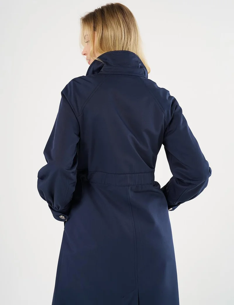 Kayra Buttoned Raglan Sleeve Overcoat Dark Navy
