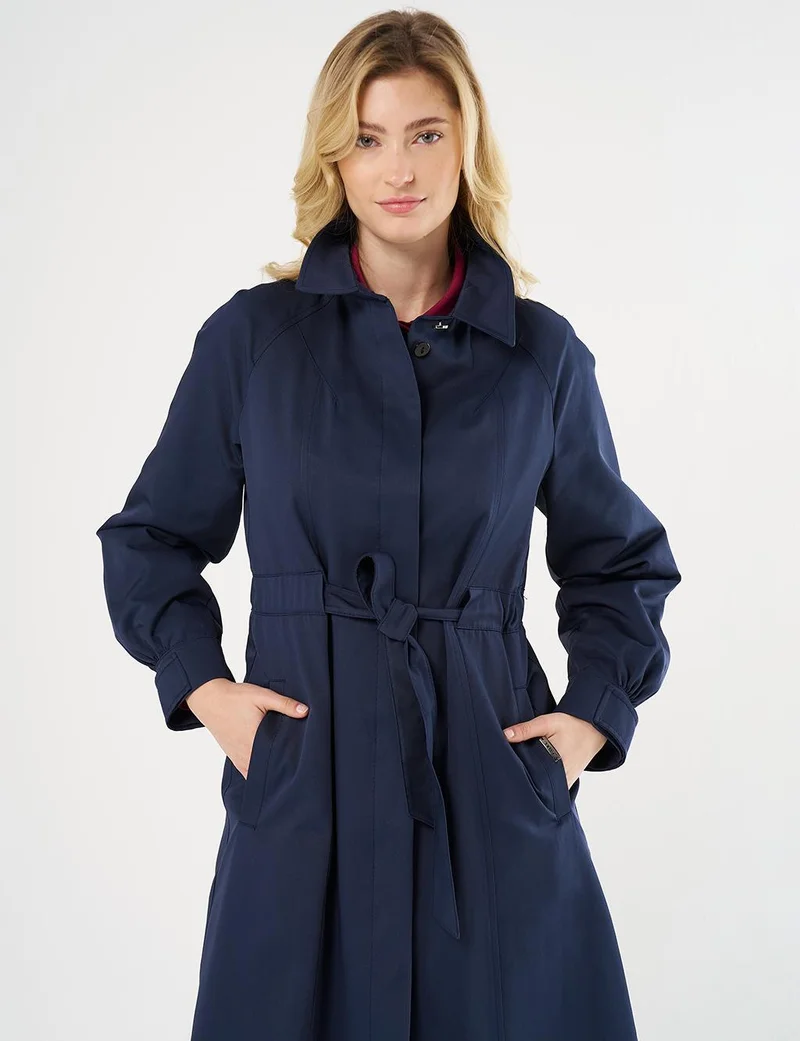 Kayra Buttoned Raglan Sleeve Overcoat Dark Navy