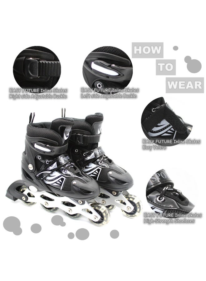 EASY FUTURE Inline Skates Adjustable Skate Shoes for Kids Flashing LED Wheels Roller Skates for Boys Girls Beginners 4 Colors 3 Sizes to Choose NO.1301 - Image 4