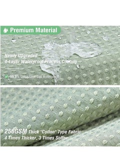 Excefore Sage Green Shower Curtain - Waffle Textured Heavy Duty Thick Fabric Shower Curtains for Bathroom, 256GSM Luxury Weighted Polyester Cloth Bath Curtain Set with 12 Plastic Hooks, 72Wx72H  - Image 4