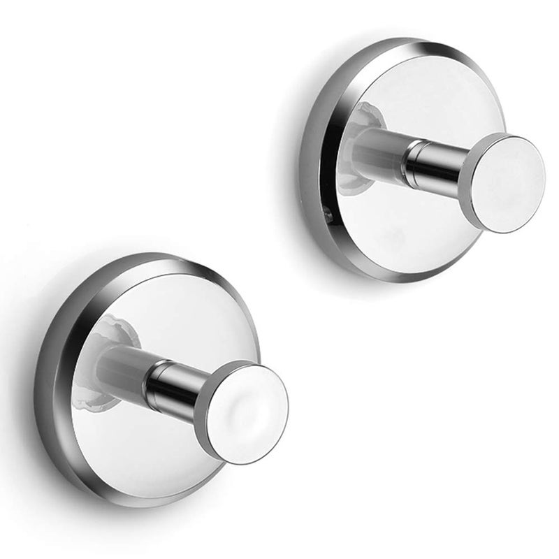 HOME SO Suction Cup Hooks for Shower  Bathroom  Kitchen  Glass Door  Mirror  Tile - Loofah  Towel  Coat  Bath Robe Hook Holder for Hanging up to 15 lbs - Waterproof & Rustproof  Chrome (2-Pack) - Image 1