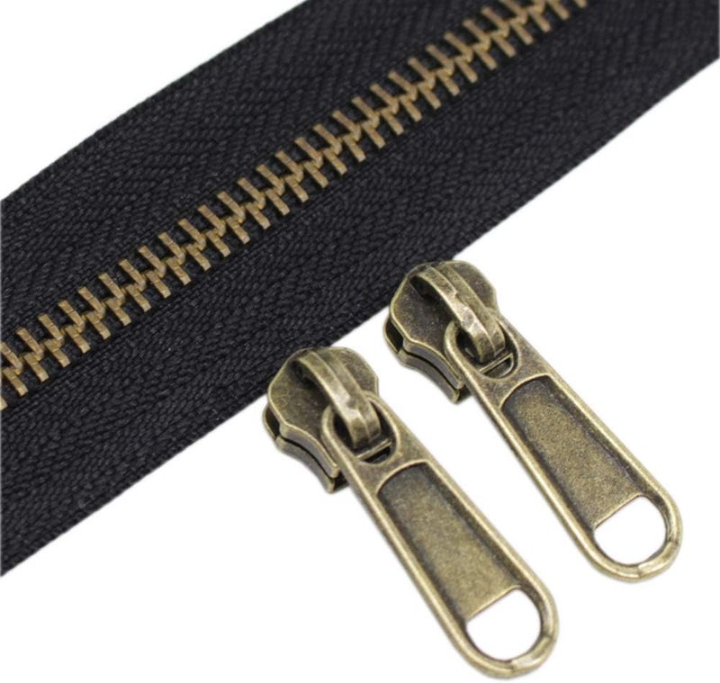 YaHoGa YaHoGa 5 Metal Zippers by The Yard Bulk 4 Yards  10 pcs Sliders for Bags DIY Sewing Tailor Crafts AntiBrass Teeth  - Image 1