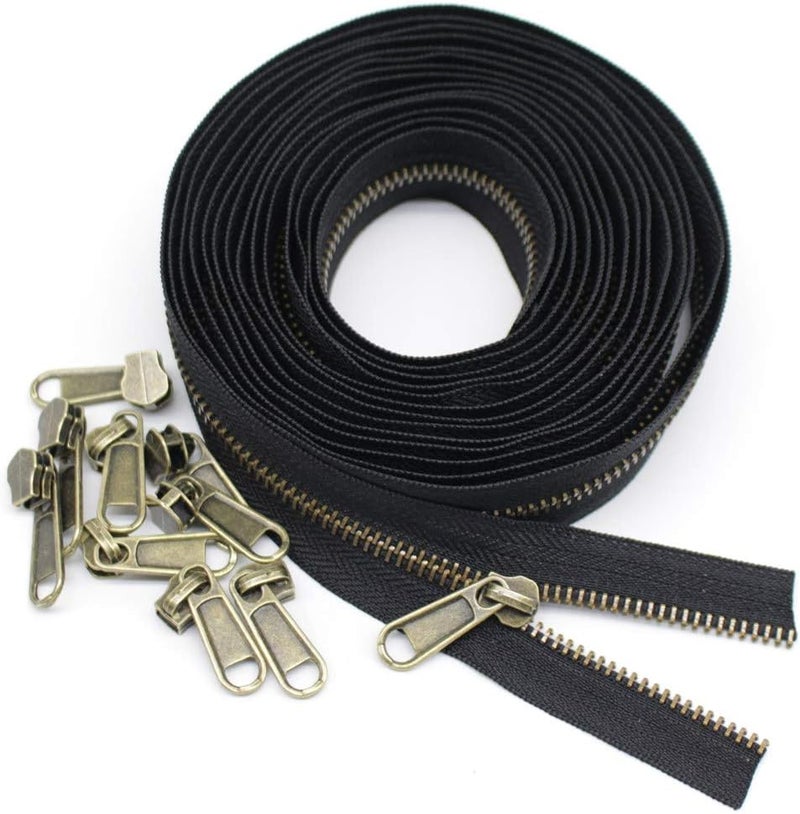 YaHoGa YaHoGa 5 Metal Zippers by The Yard Bulk 4 Yards  10 pcs Sliders for Bags DIY Sewing Tailor Crafts AntiBrass Teeth  - Image 3