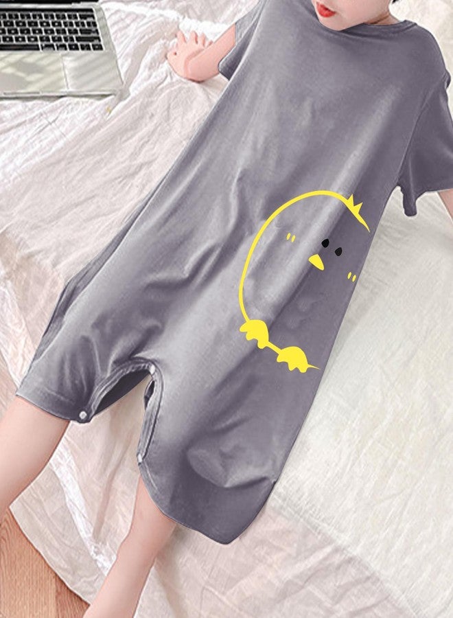 Umeyda Little Baby Boys Footless Pajamas Modal Short Sleeve Romper Jumpsuit Sleep and Play, Gray Chick, 3-4T = Tag 110 - Image 3