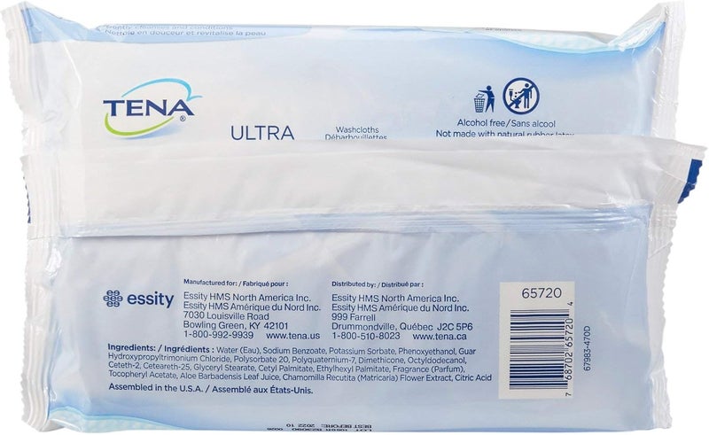 Tena Ultra Skin-Caring Washcloths, 8x12.5 in., Soft-Pack/48 wipes by TENA Odor resistant - Image 2