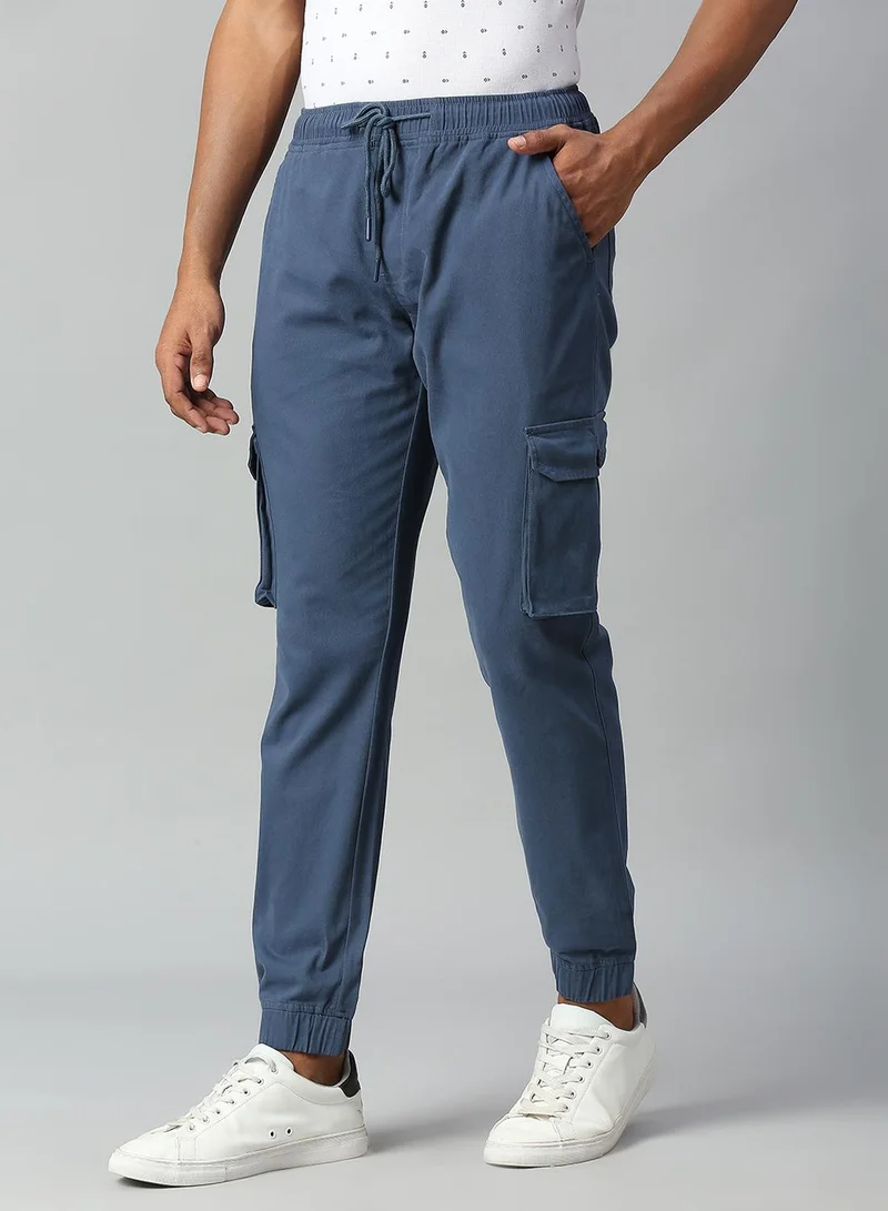 دينيس لينغو Men's Petrol Blue Cargo Joggers - Comfortable and Durable