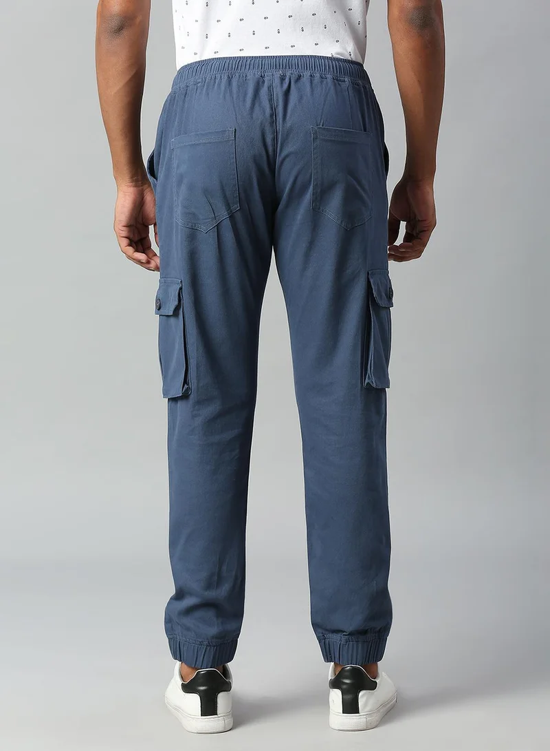 دينيس لينغو Men's Petrol Blue Cargo Joggers - Comfortable and Durable
