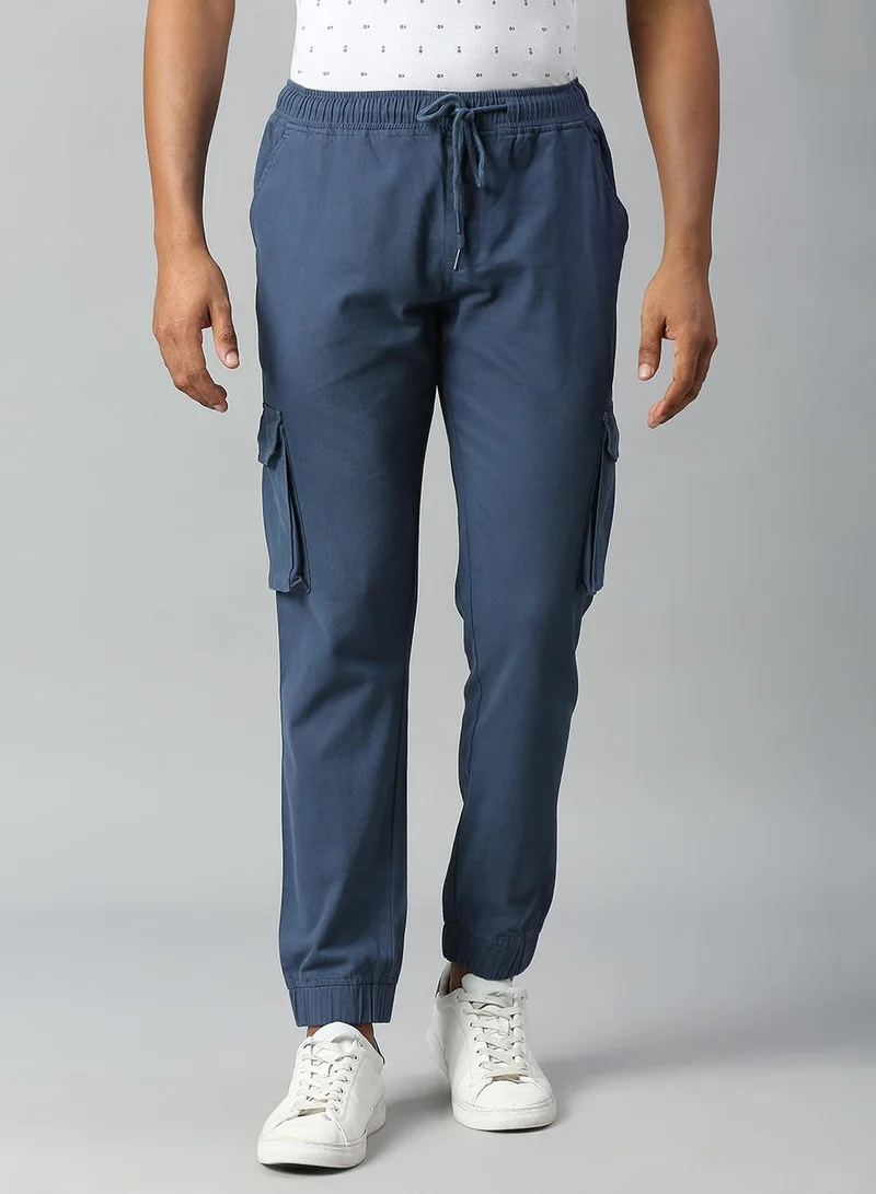دينيس لينغو Men's Petrol Blue Cargo Joggers - Comfortable and Durable