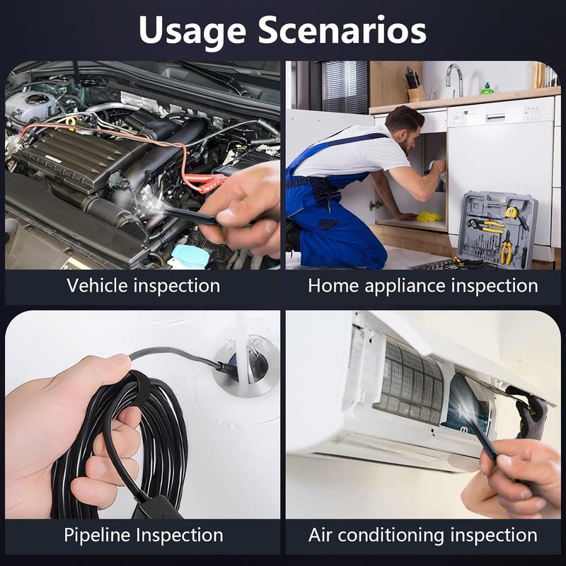 Endoscope Inspection Camera, 1920 HD Flexible Rigid Borescope with 8 LED Lights, Waterproof IP67 Drain Inspection Camera with Light for iPhone, iPad, Android Devices, and Tablets (16.4 Ft/5m) - Image 4