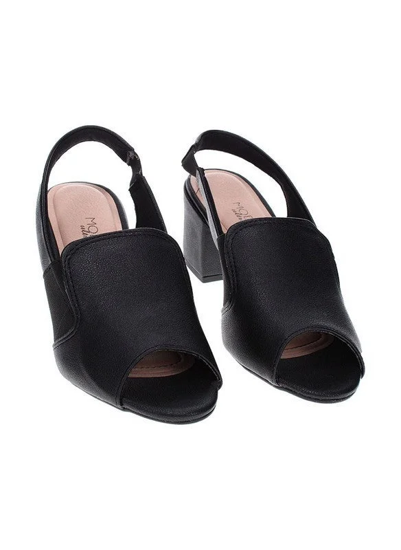 Modare Black Mid Heels Sandals for Women – Sling Back Heel Sandals for Girls with Ankle Strap for Women | Best Price UAE